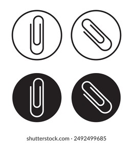 Link icon, paperclip icon vector set. Attached file sign, Office document attachment, Paper clip icons collection. Editable stroke.