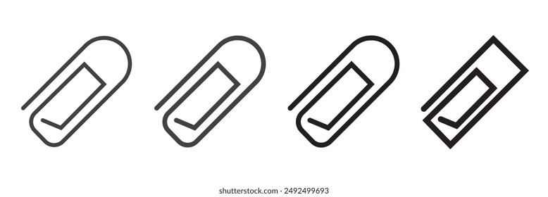 Link icon, paperclip icon vector set. Attached file sign, Office document attachment, Paper clip icons collection. Editable stroke.