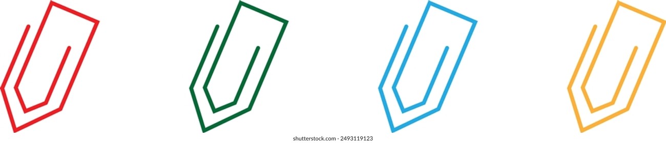 Link icon, paperclip icon vector set. Attached file sign, Office document attachment, Paper clip icons collection. Editable stroke.