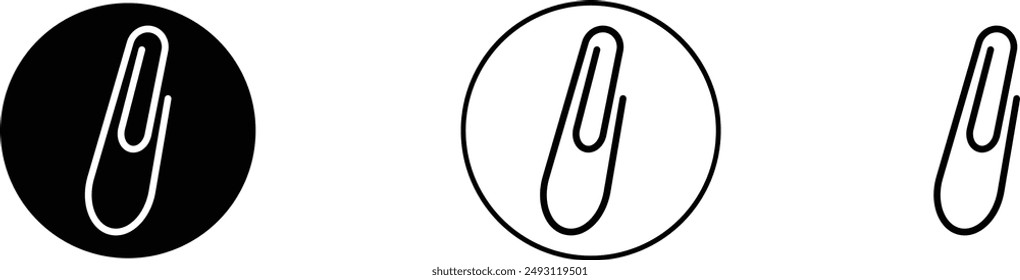 Link icon, paperclip icon vector set. Attached file sign, Office document attachment, Paper clip icons collection. Editable stroke.