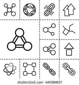 Link icon. set of 13 outline linkicons such as share, chain, arrow up