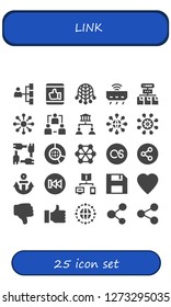  link icon set. 25 filled link icons. Simple modern icons about  - Network, Like, Net, Router, Networking, Sharing, Connect, Unity, Big data, Lastfm, Share, Anchor, Previous, Connection