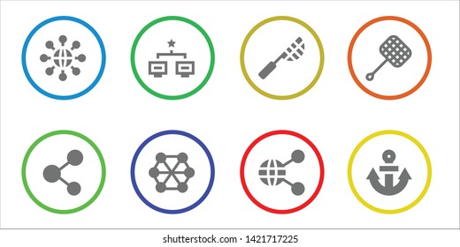 link icon set. 8 filled link icons.  Collection Of - Connect, Share, Network, Net, Anchor