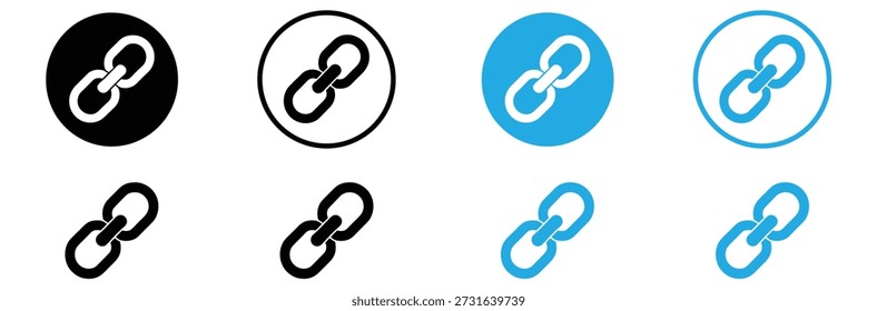 Conjunto de ícones de link, símbolo de vetor de conexão de cadeia, coleção de sinais da Web de hiperlink

