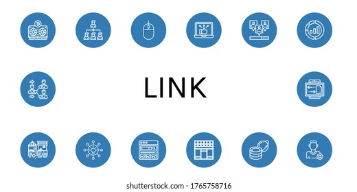 link icon set. Collection of Vga, Connection, Mouse, Social network, Viral, Marketing, Market, Networking, Search engine, Global server, Remove friend, Share icons