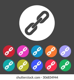 Link icon. Set of colored icons.