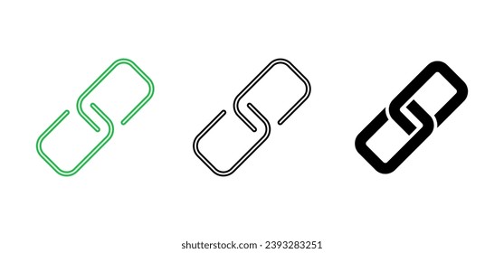 Link icon set. Hyperlink chain symbol.