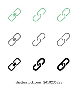 Link icon set. Hyperlink chain symbol.