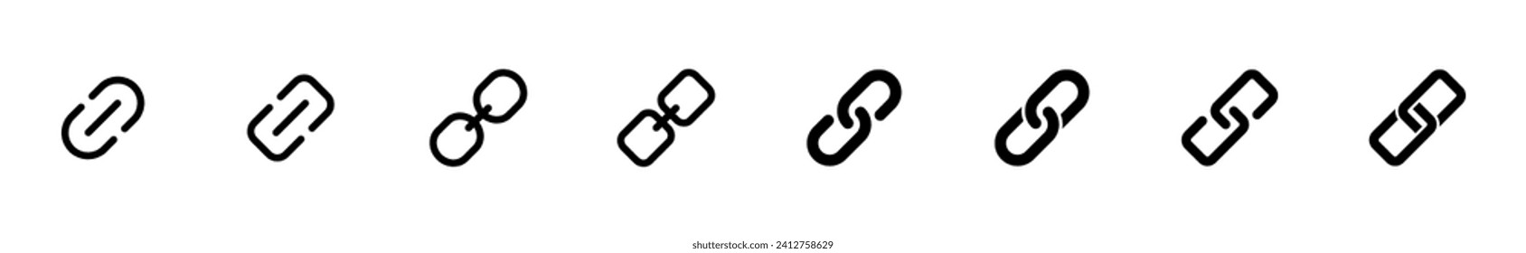 Link icon set. Hyperlink chain symbol.