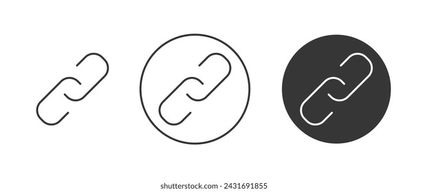 Conjunto de iconos de enlace. Esquema de signo de cadena de hipervínculo. Trazo editable. Teléfono vectorial, símbolo en estilo plano minimalista de moda, fondo blanco aislado. Para diseño, web, aplicación móvil