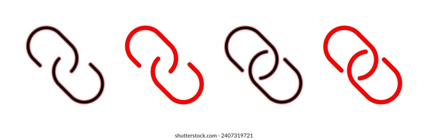 Ilustración de conjunto de iconos de enlace. Signo de cadena de hipervínculo y símbolo