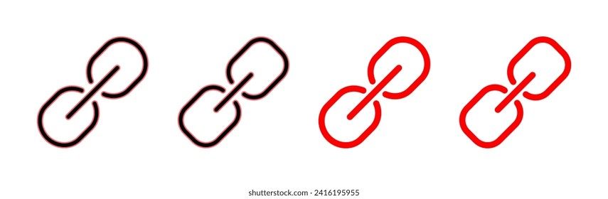 Ilustración de conjunto de iconos de enlace. Signo de cadena de hipervínculo y símbolo