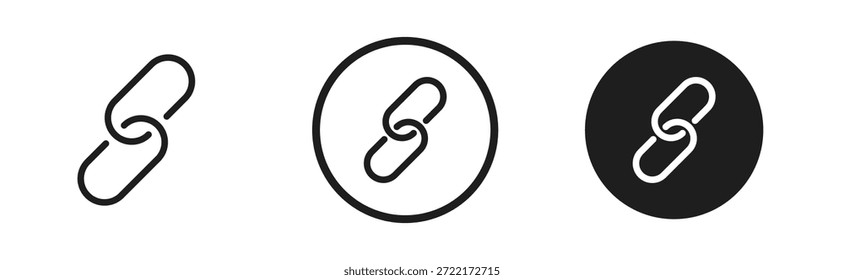 Ícone de link definido. Ícones de link de URL da Internet ou URL da página da Web. Cadeia, endereço Web, atalho Internet, navegador, link externo, navegação de hiperlink, conexão de página da Web. Traçado editável