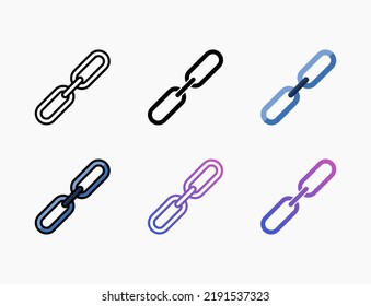 Link icon set with line, outline, flat, filled, glyph, color, gradient. Can be used for digital product, presentation, print design and more.