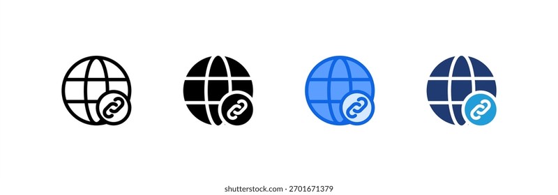 Ícone de link define várias coleções de estilos. Ilustração vetorial.