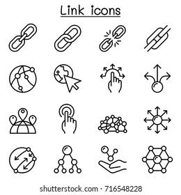 Link icon set in thin line style