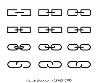 Link icon set in various shape and width. Chains icon set vector symbol.