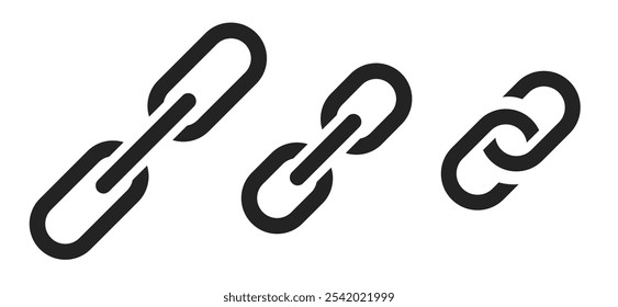 Link icon stroke line vector simple graphic ui element set, string chain connection as url hyperlink thin linear tech sign symbol isolated pictogram image clip art
