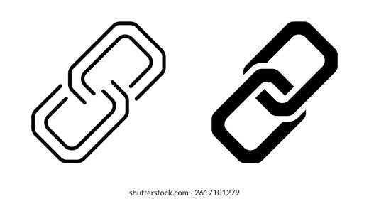 Link icon symbolizing connection and networking. Linear and silhouette style.