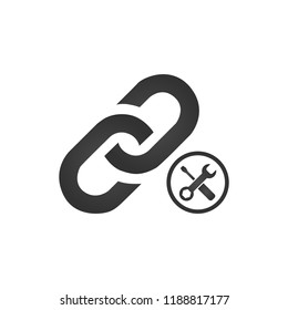 Link Icon with tools. settings link concept. vector illustration isolated on white background.