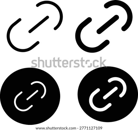 Link icon variations flat design vector illustration set with black and white connection internet hyperlink communication technology illustration collection contrast business