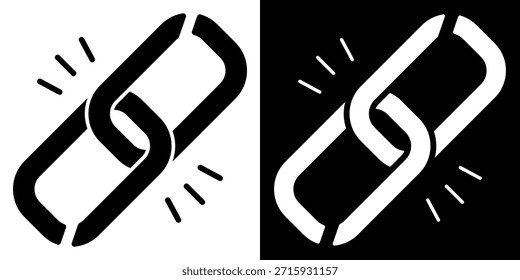 Estilo del glifo de la Ilustración vectorial del icono del Enlace en el fondo blanco y negro