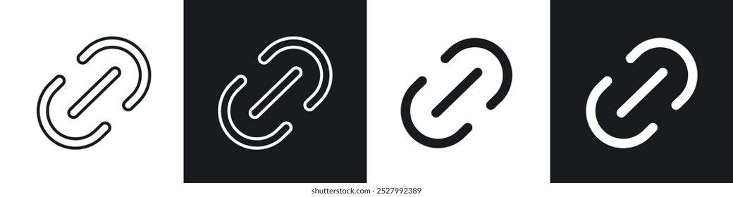 Link icon vector icon set black filled and outlined style.