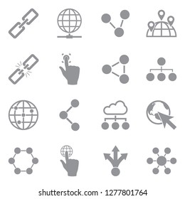 Link Icons. Gray Flat Design. Vector Illustration. 