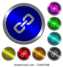 Link icons on round luminous coin-like color steel buttons