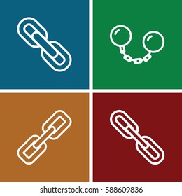 link icons set. Set of 4 link outline icons such as chain