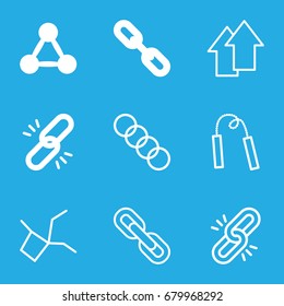 Link icons set. set of 9 link filled and outline icons such as arrow up, chain, chain weapon, network connection