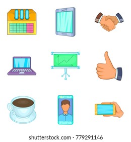 Link icons set. Cartoon set of 9 link vector icons for web isolated on white background
