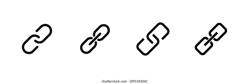 Link icons set. Hyperlink chain sign and symbol