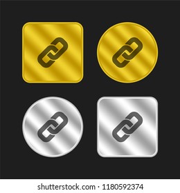 Link interface symbol gold and silver metallic coin logo icon design
