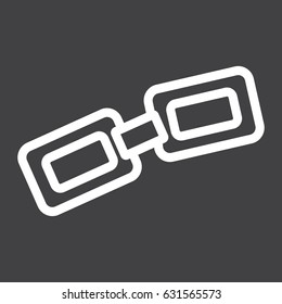 Link line icon, chain and website button, vector graphics, a linear pattern on a black background, eps 10.