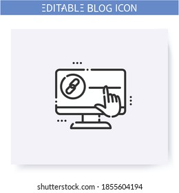 Link line icon. Hyperlink chain. Blogging and broadcasting. Content Management. Seo optimization Link building. Social media sharing. Isolated vector illustration. Editable stroke 