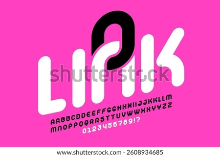 Link. Linked style font, alphabet letters and numbers vector illustration