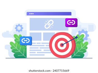 Link management concept flat illustration vector template for website banner, landing page infographic, mobile app, Search engine optimization
