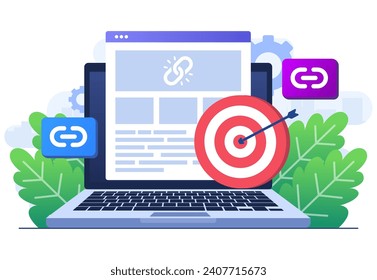 Link management concept flat illustration vector template for website banner, landing page infographic, mobile app, Search engine optimization