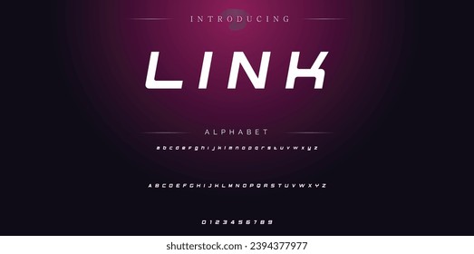 Link Modern Bold Font. Sans Serif Font. Regular Italic Uppercase Lowercase Typography urban style alphabet fonts for fashion, sport, technology, digital, movie, logo design, vector illustration