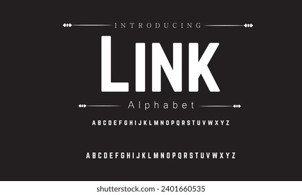 Link Modern Bold Font. Sans Serif Font. Regular Italic Uppercase Lowercase Typography urban style alphabet fonts for fashion, sport, technology, digital, movie, logo design, vector illustration