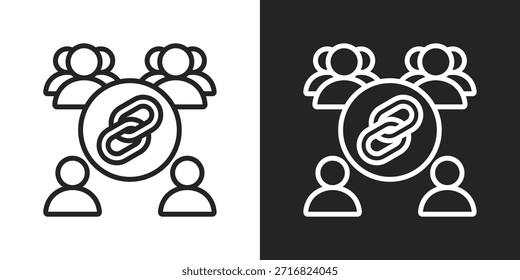 Icono De Red De Enlace En Estilo De Línea En Blanco Y Negro