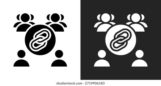 Icono De Red De Enlace En Estilo Glifo Blanco Y Negro