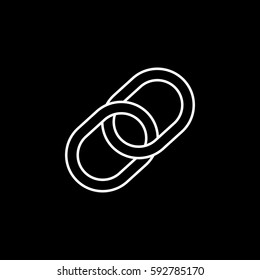 Link page line icon, seo & development, chain sign, a linear pattern on a black background, eps 10.