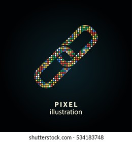 Link - pixel icon. Vector Illustration. Design logo element. Isolated on black background. It is easy to change to any color.