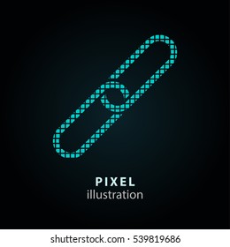 Link - pixel icon. Vector Illustration. Design logo element. Isolated on black background. It is easy to change to any color.