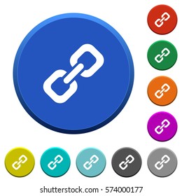 Link round color beveled buttons with smooth surfaces and flat white icons