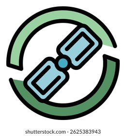 Suchmaschinensymbol verknüpfen. Gliederungslink Suchmaschine, Vektorsymbol für Webdesign, einzeln auf weißem Hintergrund, Farbe flach