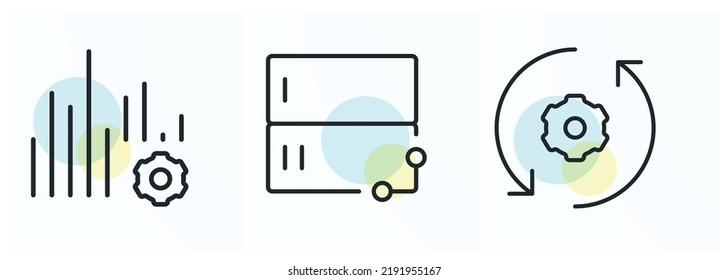 Link Server Nodes ,Statistics Software Configuration and Update Preferences icons vector design