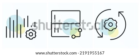 Link Server Nodes ,Statistics Software Configuration and Update Preferences icons vector design